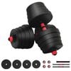 vidaXL 2-in-1 ダンベルバーベルセット 30 kg 黒と赤 セメントと鉄砂 132 x 21 x 21 cm