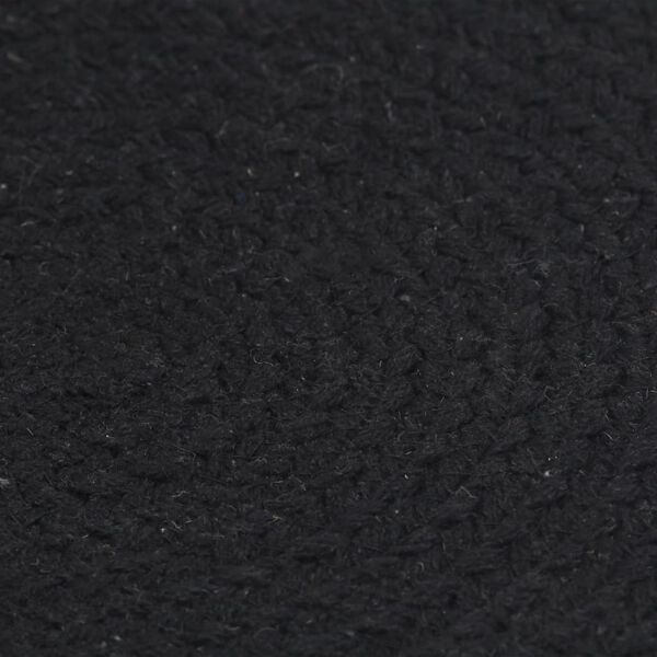 vidaXL ランチョンマット 4枚セット 無地 ブラック 38cm 丸型 コットン製