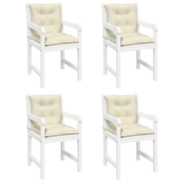 vidaXL ガーデン　ローバックチェアクッション 4点 クリーム 100x50x7cm ファブリック