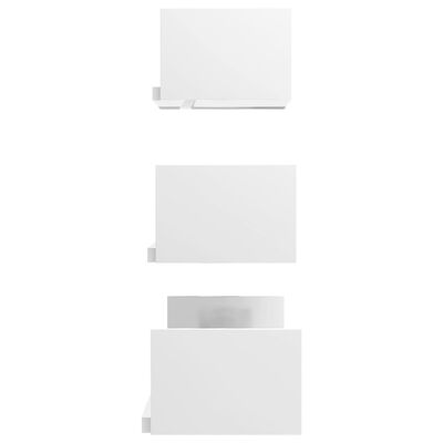 vidaXL 壁用ディスプレイ棚 3個 ハイグロスホワイト パーティクルボード