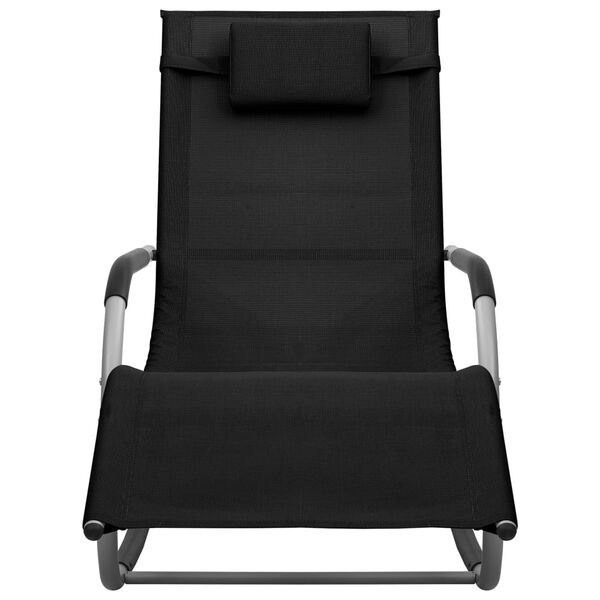 vidaXL サンラウンジャー 2点 合成繊維 ブラック＆グレー