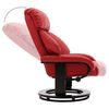 vidaXL TVリクライニングチェア フットスツール付き レッド 合成皮革製