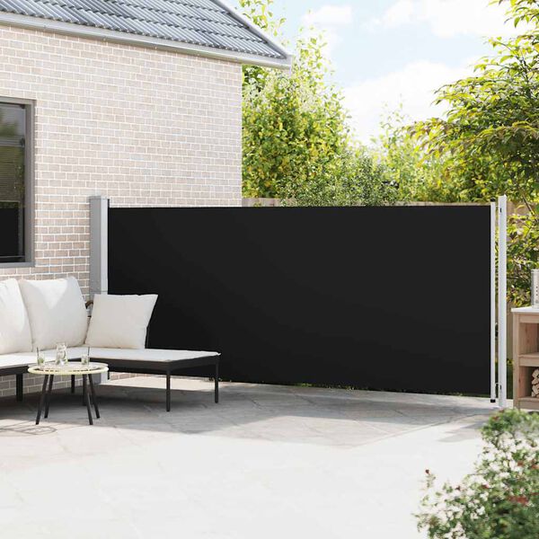 vidaXL パティオ用 引き込み式サイドオーニング 600x160cm ブラック