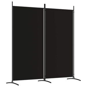 vidaXL 2パネルルームディバイダー ブラック 175x180 cm ファブリック
