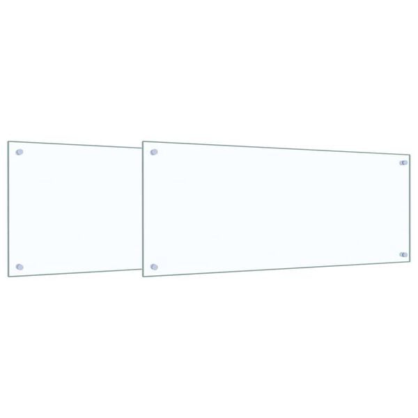 vidaXL キッチンスプラッシュバック 2 pcs トランスペアレント 100 x 40 cm 強化ガラス