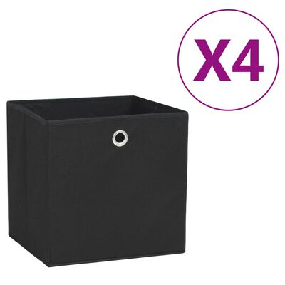 vidaXL 収納ボックス 4点 不織布 28x28x28cm ブラック