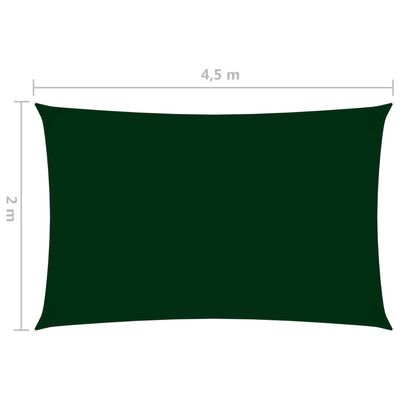 vidaXL サンシェードセイル 2x4,5m 長方形 オックスフォード生地 ダークグリーン