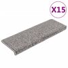 vidaXL 階段マット 15枚 65x21x4 cm グレー 長方形エッジ