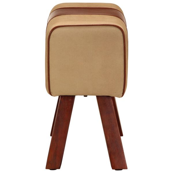 vidaXL ジム用 体操ベンチ 58cm ブラウン 本革＆マンゴー無垢材