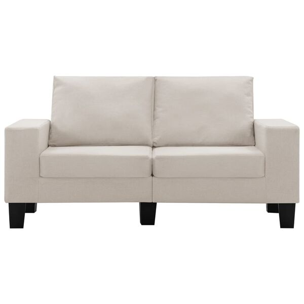 vidaXL 2人掛けソファ 布製 クリーム