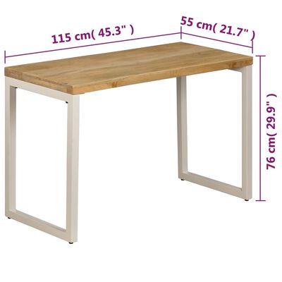 vidaXL ダイニングテーブル 115x55x76cm マンゴー無垢材＆スチール