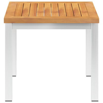 vidaXL ガーデンサイドテーブル 45x45x38 cm アカシア無垢材＆ステンレススチール