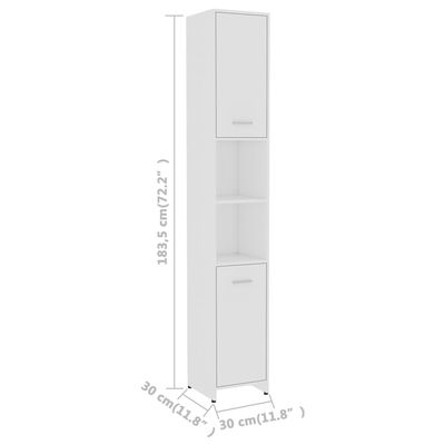 vidaXL バスルームキャビネット 白色 30x30x183.5cm パーティクルボード