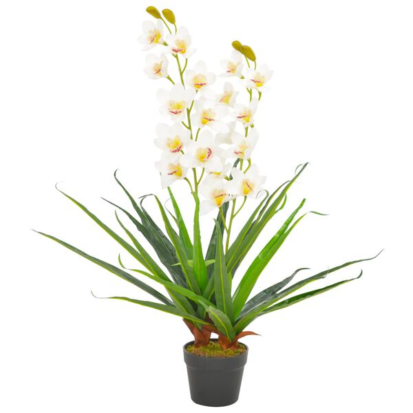 vidaXL 人工観葉植物 蘭 (ラン) ポット付き 90cm ホワイト