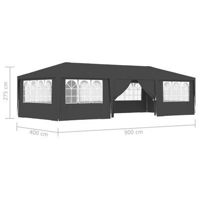 vidaXL プロ仕様 パーティーテント 側壁付き 4x9m アントラシート 90g/m²