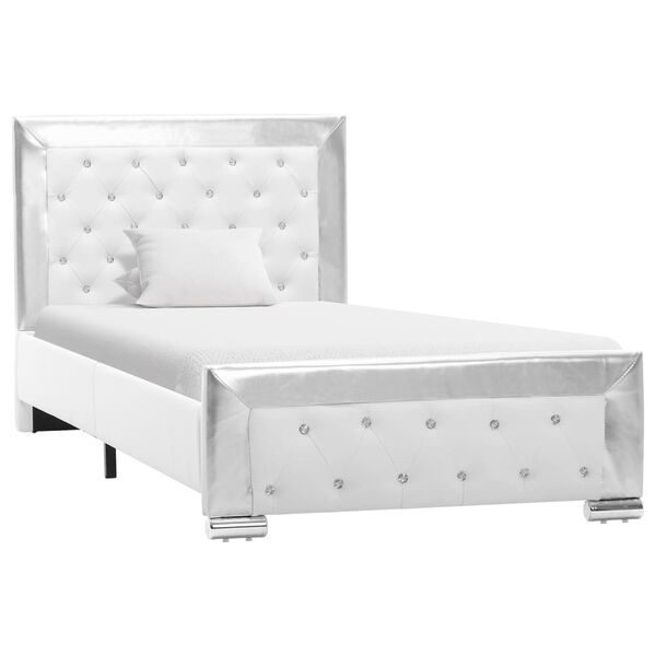 vidaXL ベッドフレーム ホワイト 合成皮革製 90x200cm