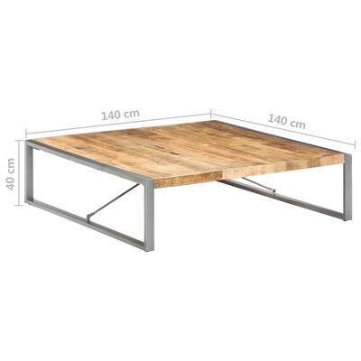 vidaXL コーヒーテーブル 140x140x40cm マンゴーウッド (粗目)