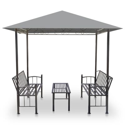 vidaXL ガーデンパビリオン テーブル＆ベンチ付き 2.5x1.5x2.4m アントラシート