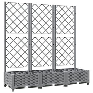 vidaXL ガーデンプランター トレリス付き ライトグレー 120x40x121.5 cm PP