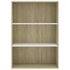 vidaXL 3段 ブックキャビネット ホワイト＆ソノマオーク 80x30x114cm エンジニアリングウッド