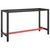 vidaXL ワークベンチフレーム マットブラック＆マットレッド 140x50x79 cm メタル
