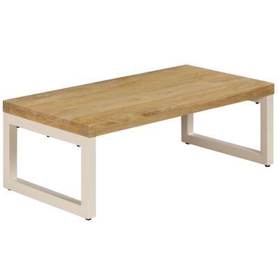 vidaXL コーヒーテーブル 100x50x35 cm マンゴー無垢材＆スチール