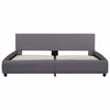 vidaXL ベッドフレーム LEDライト付き グレー 合成皮革製 180x200cm