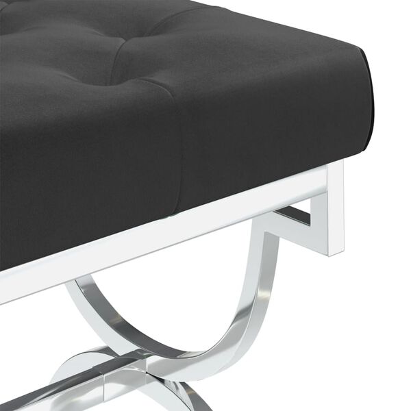 vidaXL ベンチ 99cm ブラック ベルベット＆ステンレススチール製