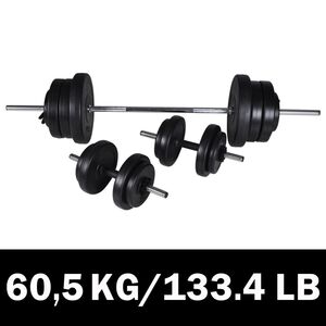 vidaXL バーベル＆ダンベル2点セット 60.5kg