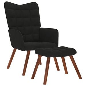 vidaXL リラックスチェア（スツール付き）ブラックベルベット