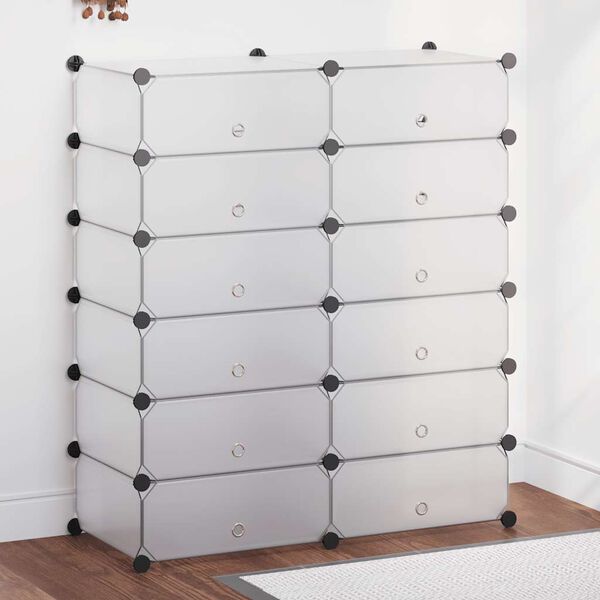 vidaXL 連結式 靴収納 12点 ホワイト