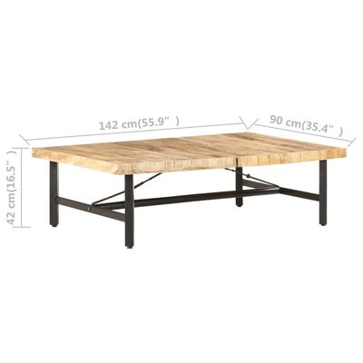 vidaXL コーヒーテーブル 142x90x42cm マンゴー無垢材
