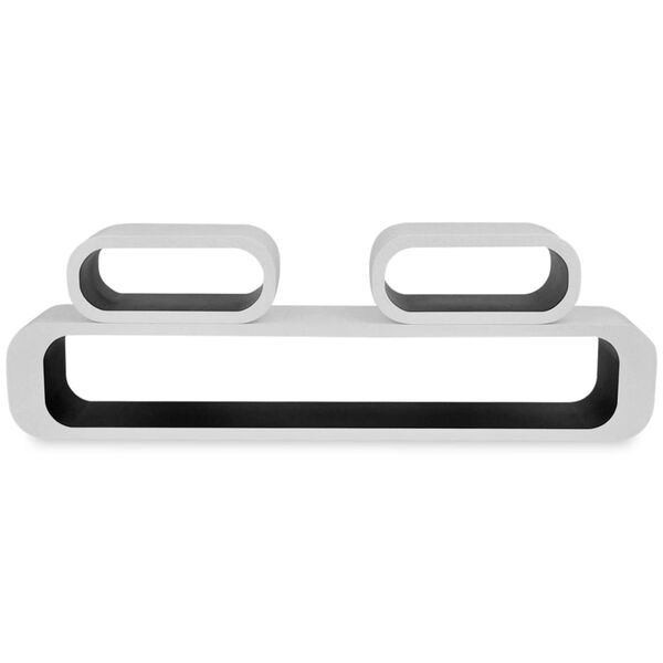 vidaXL 壁面取り付け棚 ディスプレイシェルフ 3点 MDF製 キューブ型 本/DVD収納 ホワイト＆ブラック