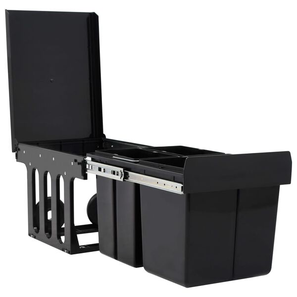 vidaXL キッチン食器棚引き出し式 リサイクルごみ箱 ソフトクローズ 48L