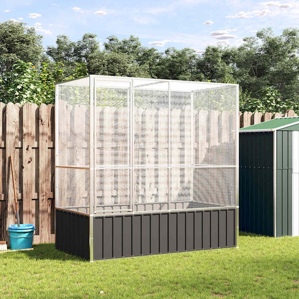 vidaXL 鳥小屋 シルバー 210.5x107x212 cm スチール