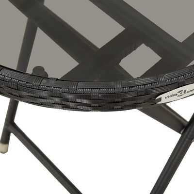 vidaXL ティーテーブル 60cm ポリラタン＆強化ガラス製 ブラック