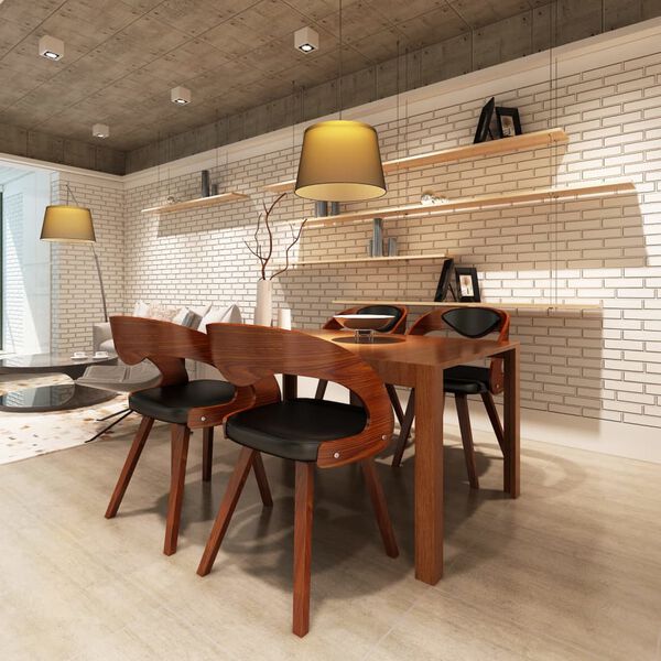 vidaXL ダイニングチェア 4点 ブラック 曲げ木細工＆合成皮革製