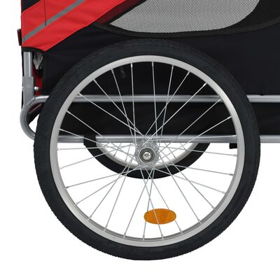 vidaXL 自転車用ペットトレーラー レッド＆ブラック