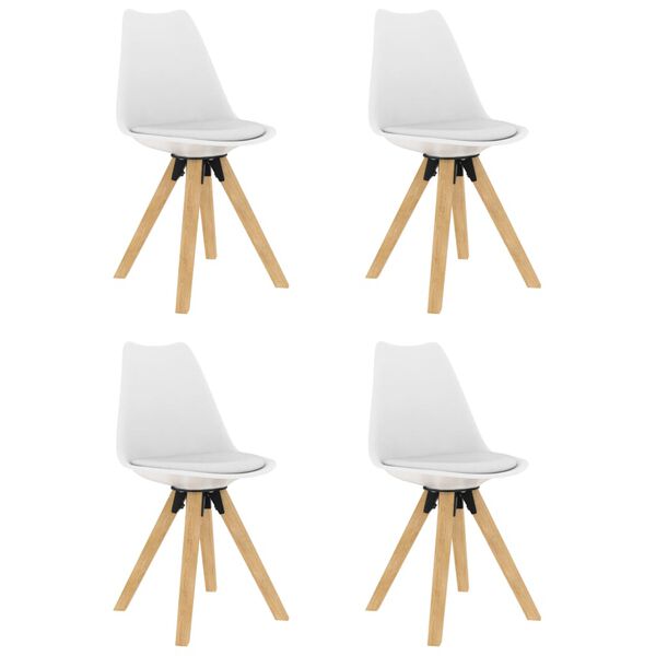 vidaXL ダイニングチェア 4点 ホワイト PP＆ブナ無垢材