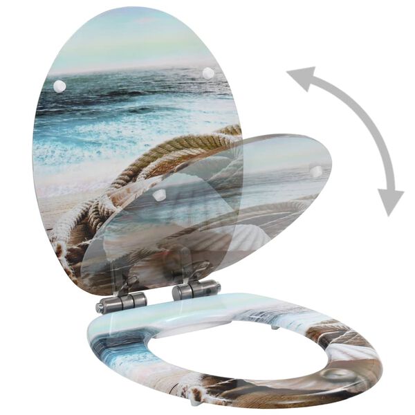 vidaXL トイレ便座 ソフトクローズ式ふた シンプル設計 MDF製 貝デザイン