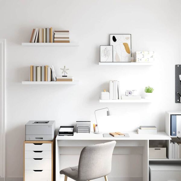 vidaXL フローティングウォールシェルフ 4点 ホワイト 80x23.5x3.8cm MDF