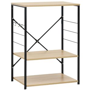 vidaXL 電子レンジキャビネット ブラック＆オーク 60x39.6x79.5 cm エンジニアリングウッド