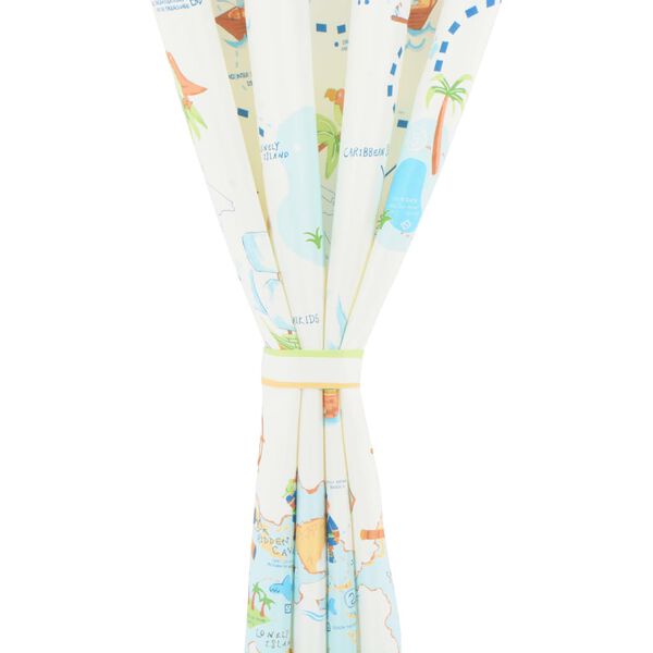 vidaXL 子供部屋 柄付き 遮光カーテン 2点 140x240cm 世界旅行