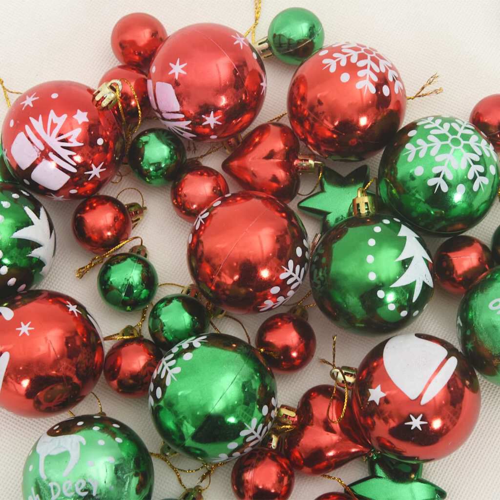 vidaXL クリスマスオーナメントセット 40 pcs 赤と緑 プラスチック