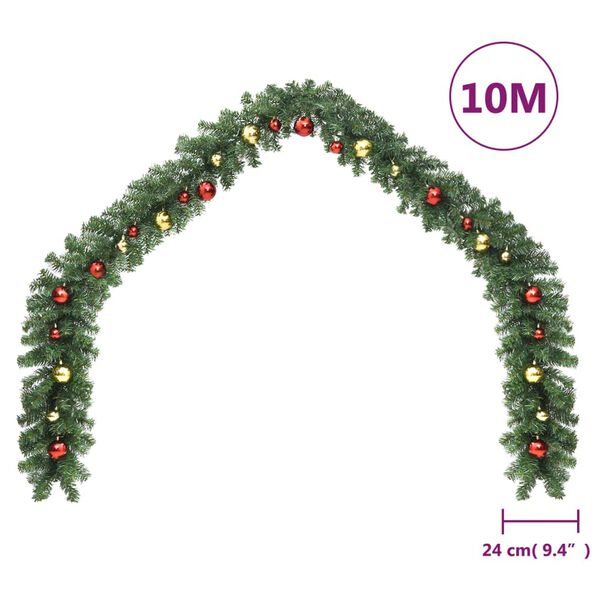 vidaXL クリスマスリース オーナメント付き 10m