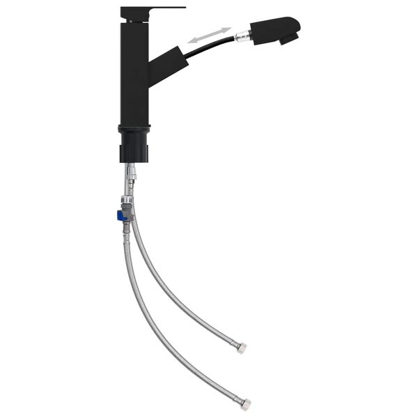 vidaXL バスルーム用プルアウト蛇口 ブラック 157x172mm