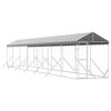 vidaXL 屋外犬小屋 屋根付き シルバー 2x14x2.5 m 亜鉛メッキ鋼製