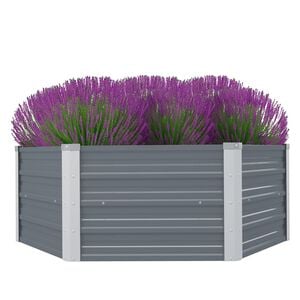 vidaXL レイズドガーデンプランター 129x129x45cm 亜鉛メッキ鋼製 グレー