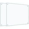 vidaXL キッチン用 汚れ防止板 2点 透明 70x60cm 強化ガラス製