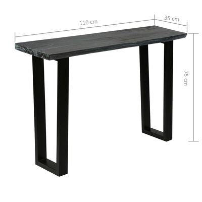 vidaXL コンソールテーブル ミンディ無垢材 110x35x75cm グレー